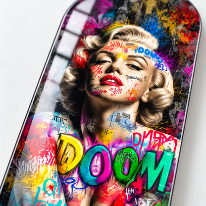 Renkli Grafiti Marilyn Portresi Dikey Skate Board Cam Tablo - baski-detayi