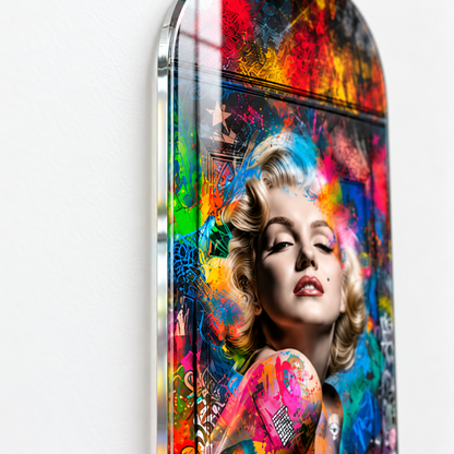 Pop Art Marilyn ve Renkli Kapı Dikey Skate Board Cam Tablo - cam-kenari