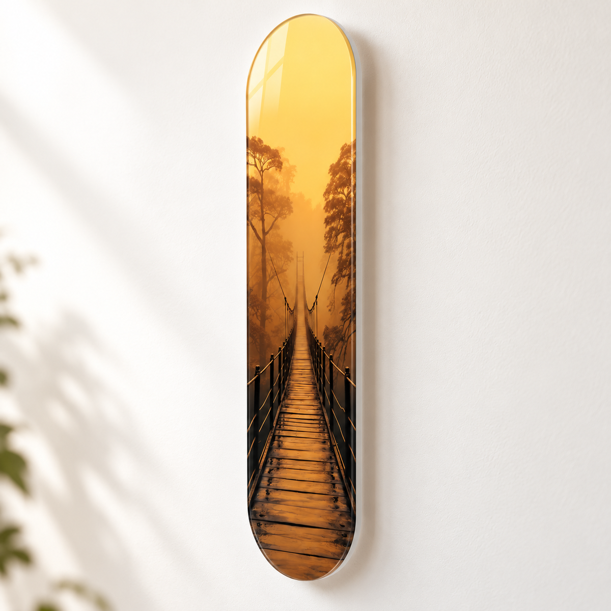 Altın Siste Asma Köprü Dikey Skate Board Cam Tablo - duvar-mesafesi