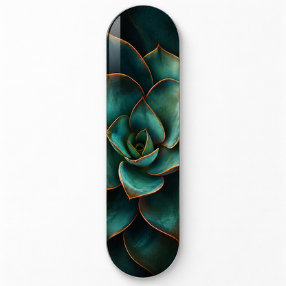Bakır Kenarlı Zümrüt Sukulent Dikey Skate Board Cam Tablo - katalog