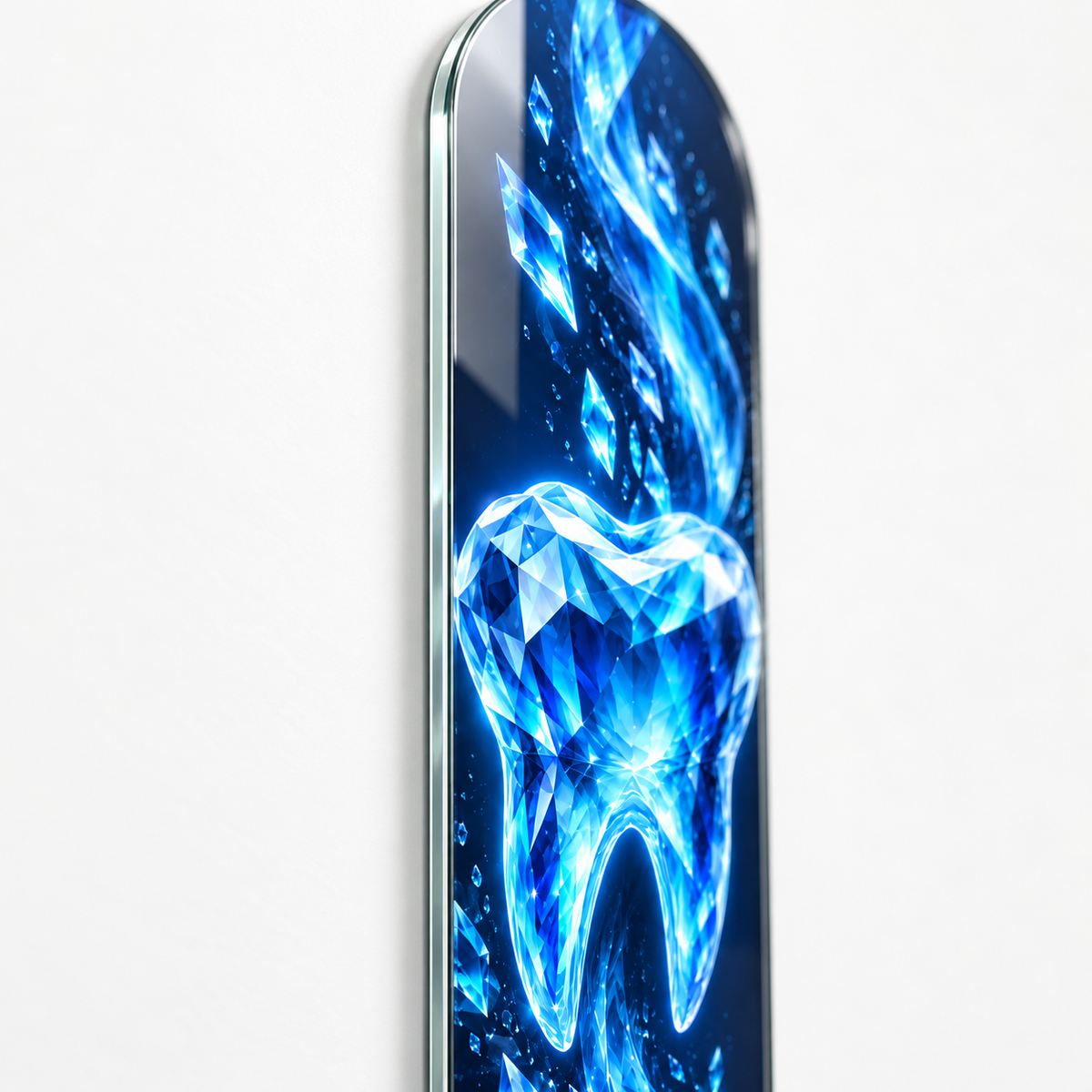 Safir Kristal Diş Dikey Skate Board Cam Tablo - ince cam kenari