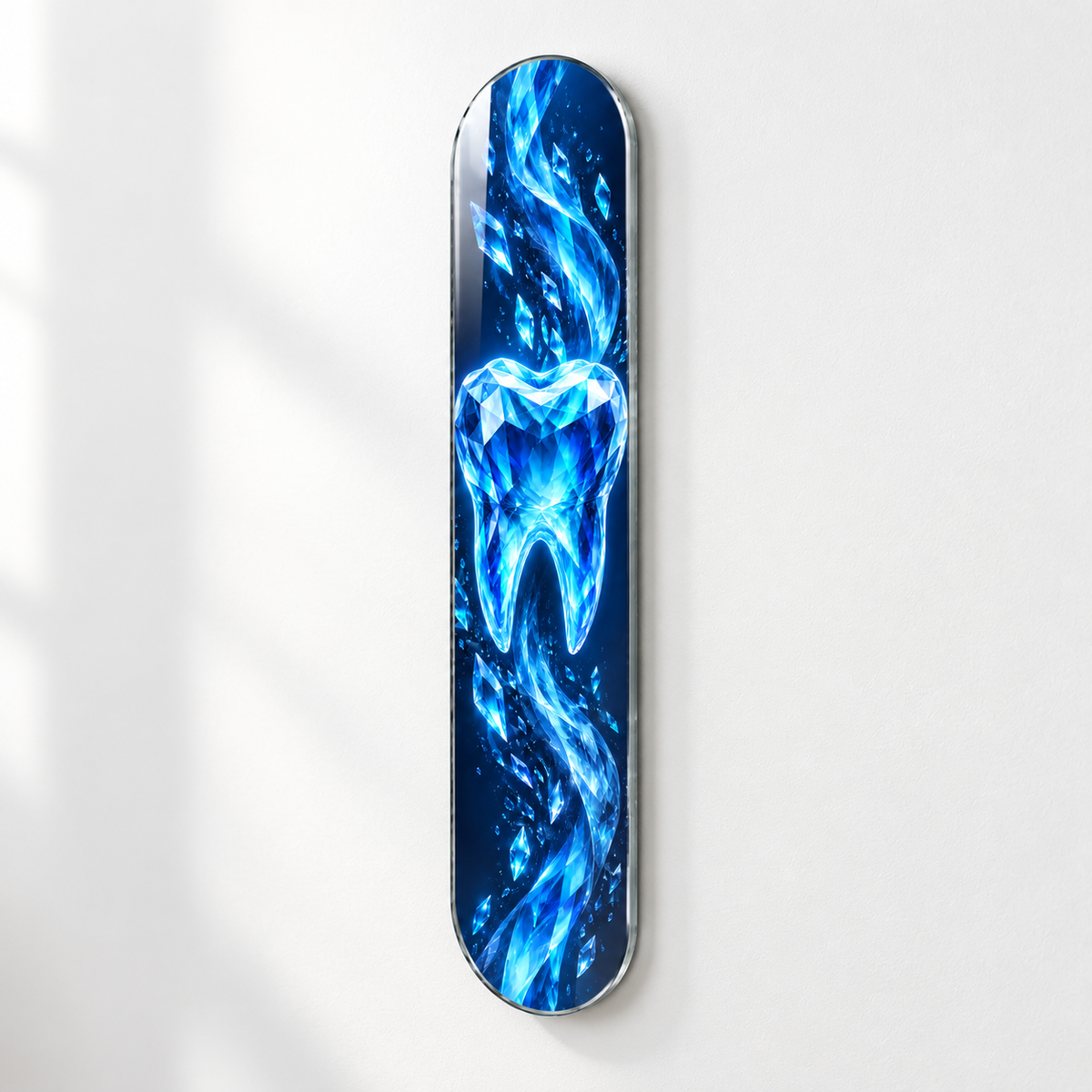 Safir Kristal Diş Dikey Skate Board Cam Tablo - duvar mesafesi