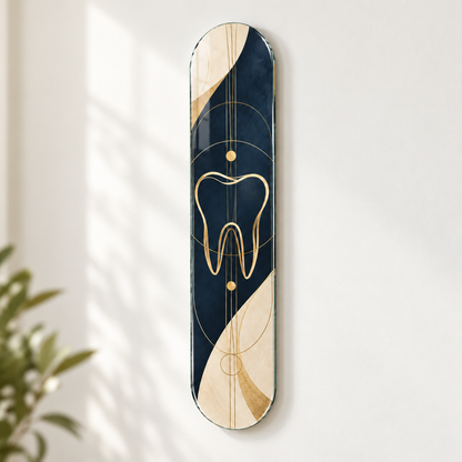 Altın Çizgi ve Lacivert Diş Dikey Skate Board Cam Tablo - duvar mesafesi