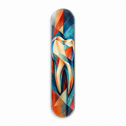 Renkli Kübist Diş Dikey Skate Board Cam Tablo - beyaz vitrin