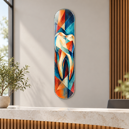 Renkli Kübist Diş Dikey Skate Board Cam Tablo - klinik resepsiyonu