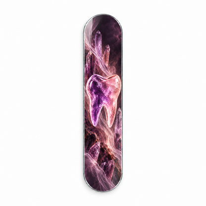 Ametist Kristal Diş Dikey Skate Board Cam Tablo - beyaz vitrin