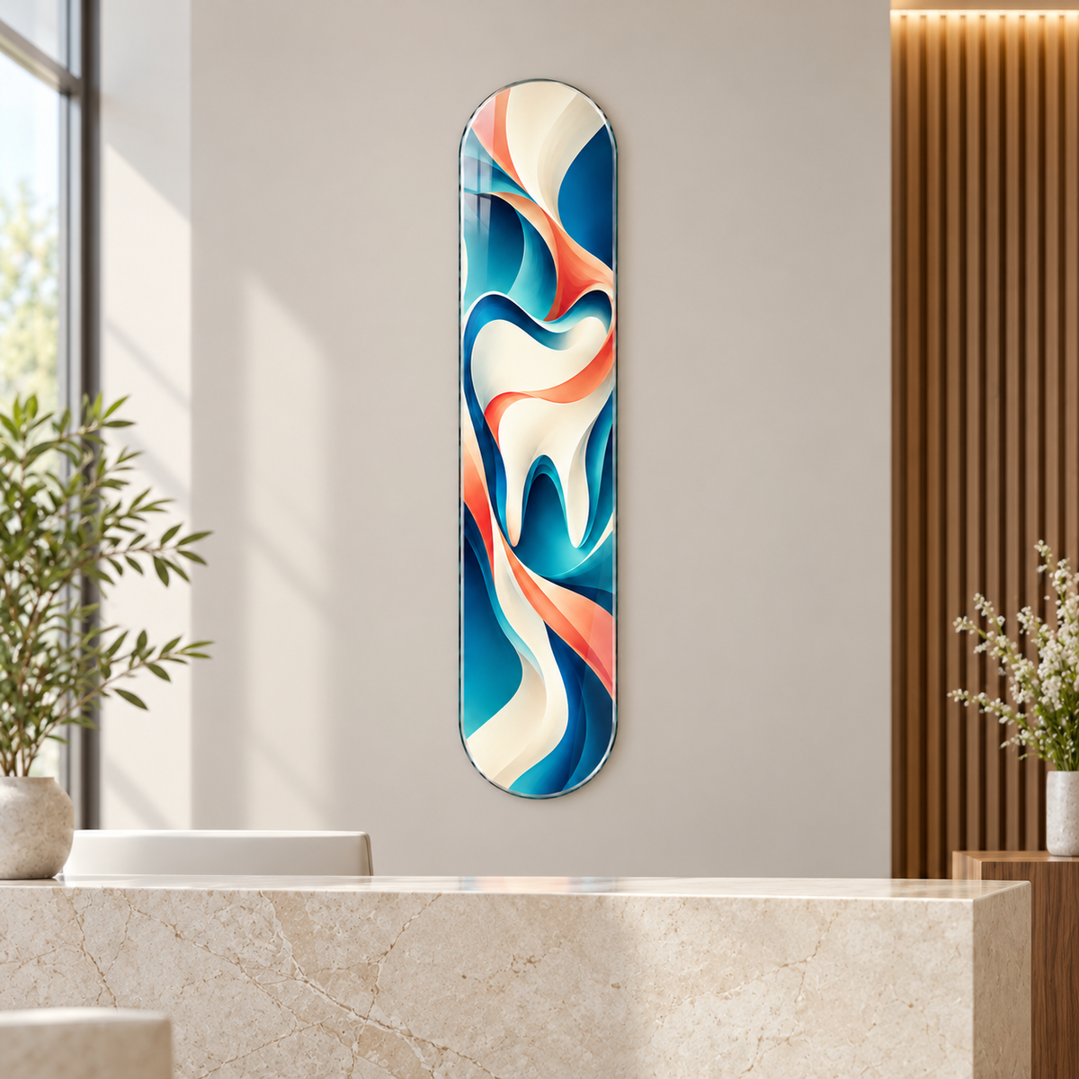 Renkli Soyut Gülüş Dikey Skate Board Cam Tablo - klinik resepsiyonu