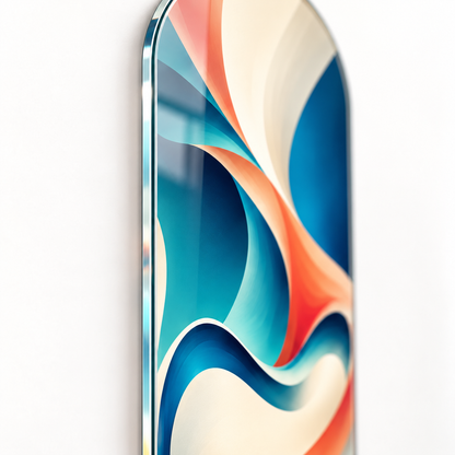 Renkli Soyut Gülüş Dikey Skate Board Cam Tablo - ince cam kenari