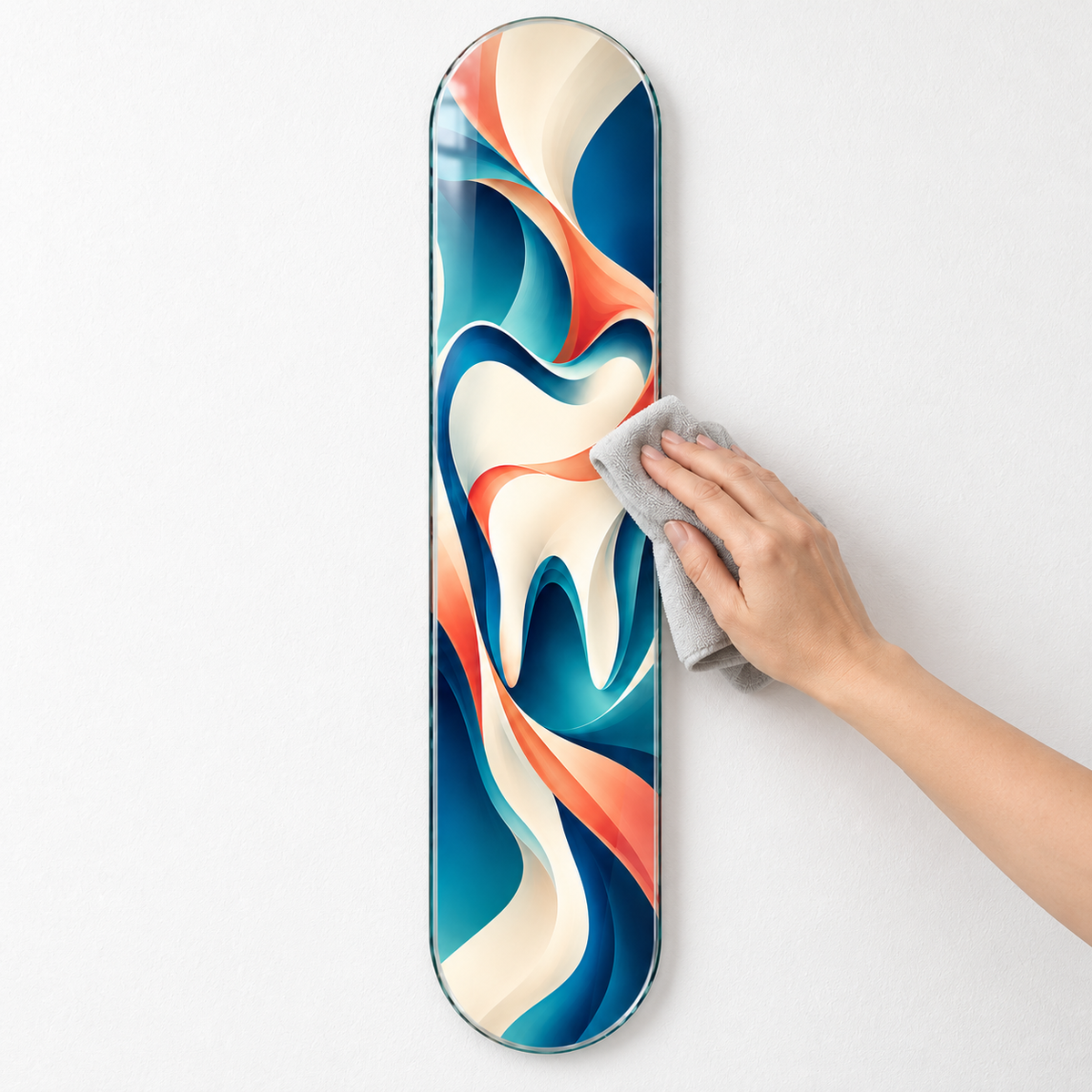Renkli Soyut Gülüş Dikey Skate Board Cam Tablo - temizlik