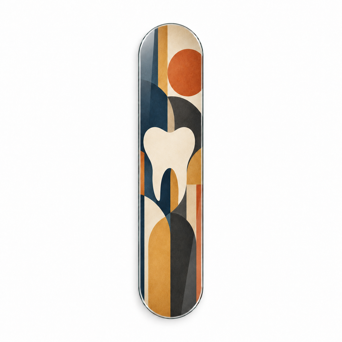 Geometrik Diş ve Denge Dikey Skate Board Cam Tablo - beyaz vitrin