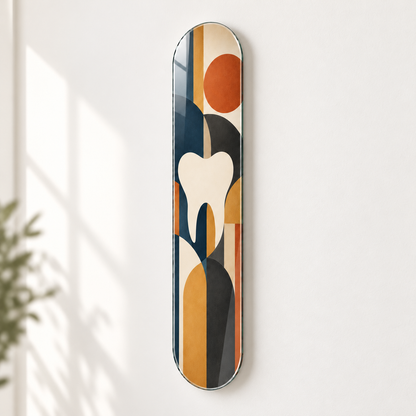 Geometrik Diş ve Denge Dikey Skate Board Cam Tablo - duvar mesafesi
