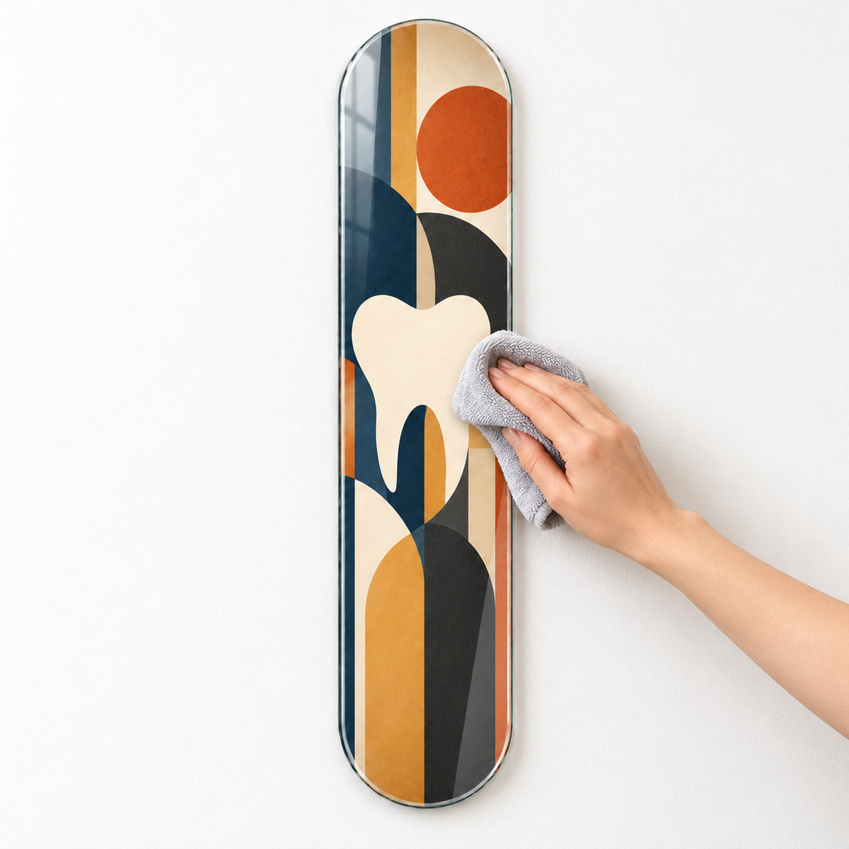 Geometrik Diş ve Denge Dikey Skate Board Cam Tablo - temizlik