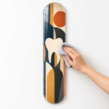 Geometrik Diş ve Denge Dikey Skate Board Cam Tablo - temizlik