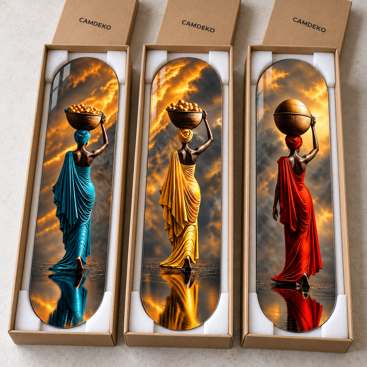 Üçlü Dikey Skateboard Kombin Cam Tablo - her panel için ayrı korumalı kraft kutu