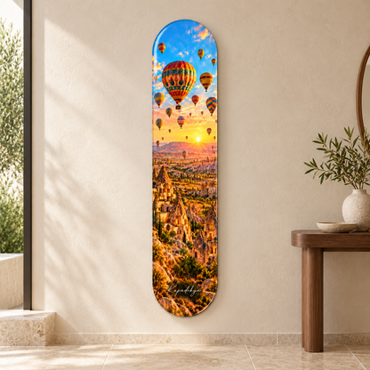 Kapadokya Balonları ve Gün Doğumu Dikey Skate Board Cam Tablo — Antre