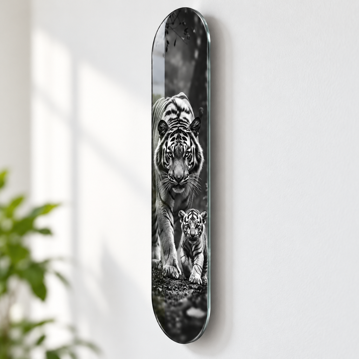 Kaplan ve Yavrusu Dikey Skate Board Cam Tablo – Duvar mesafesi