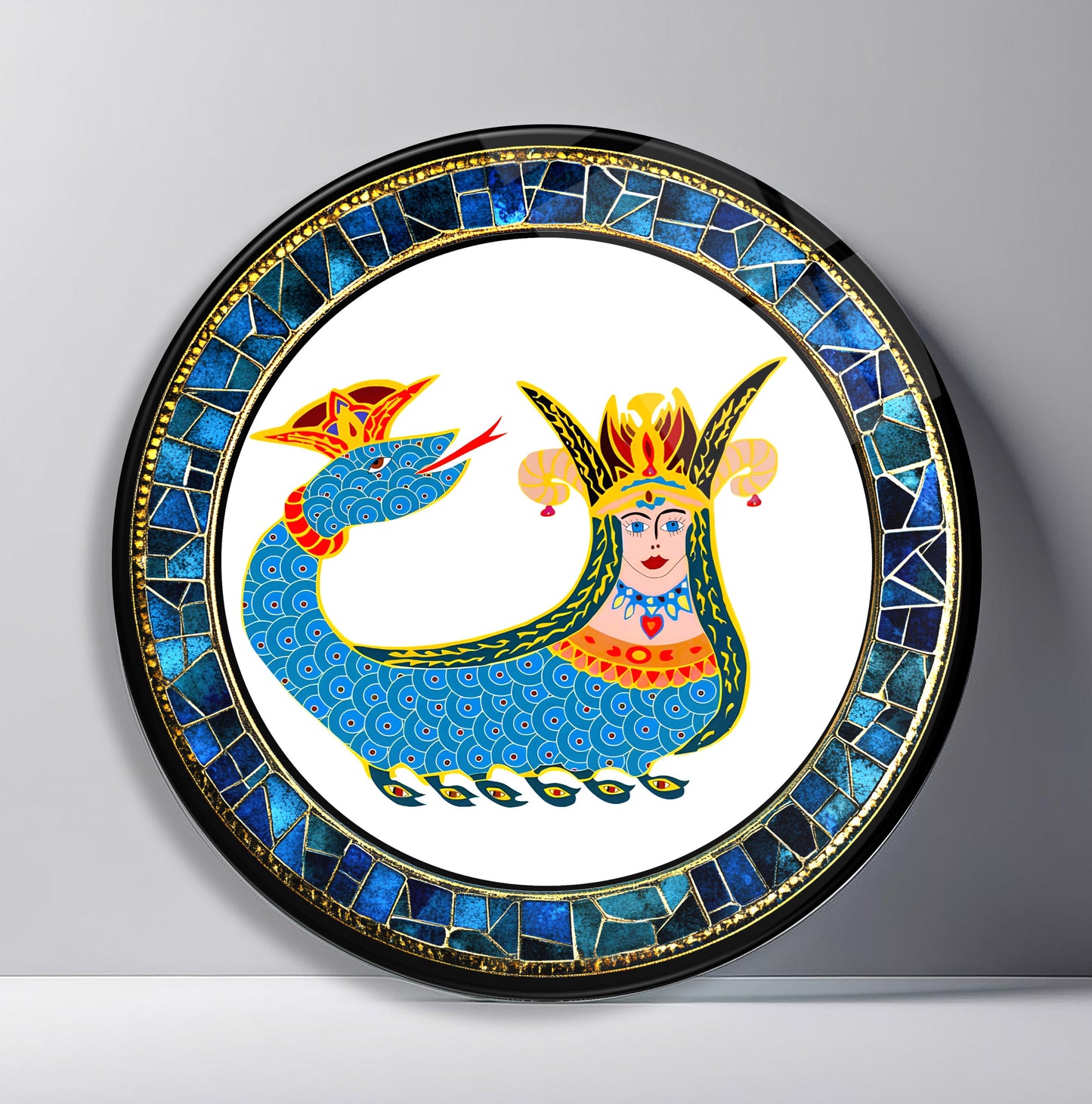 Şahmeran Yuvarlak Cam Tablo