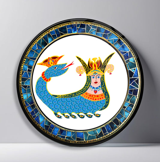 Şahmeran Yuvarlak Cam Tablo