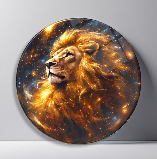 Aslan Yuvarlak Cam Tablo