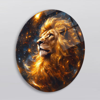 Aslan Yuvarlak Cam Tablo