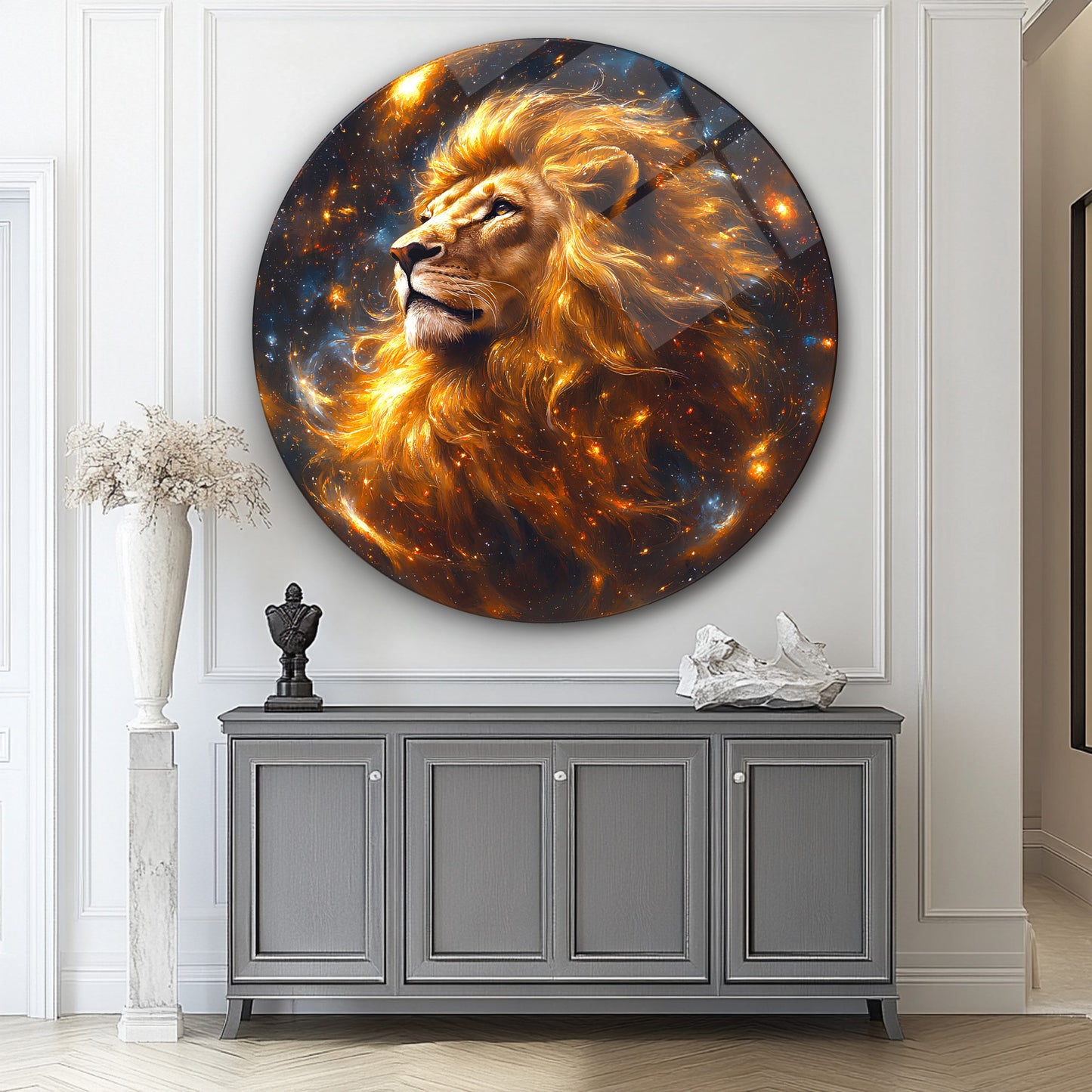 Aslan Yuvarlak Cam Tablo