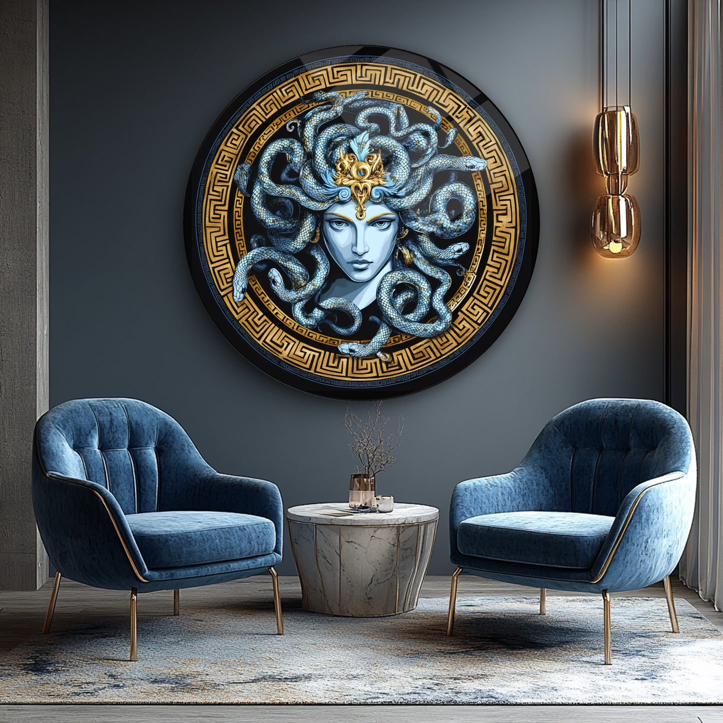 Medusa Yuvarlak Cam Tablo