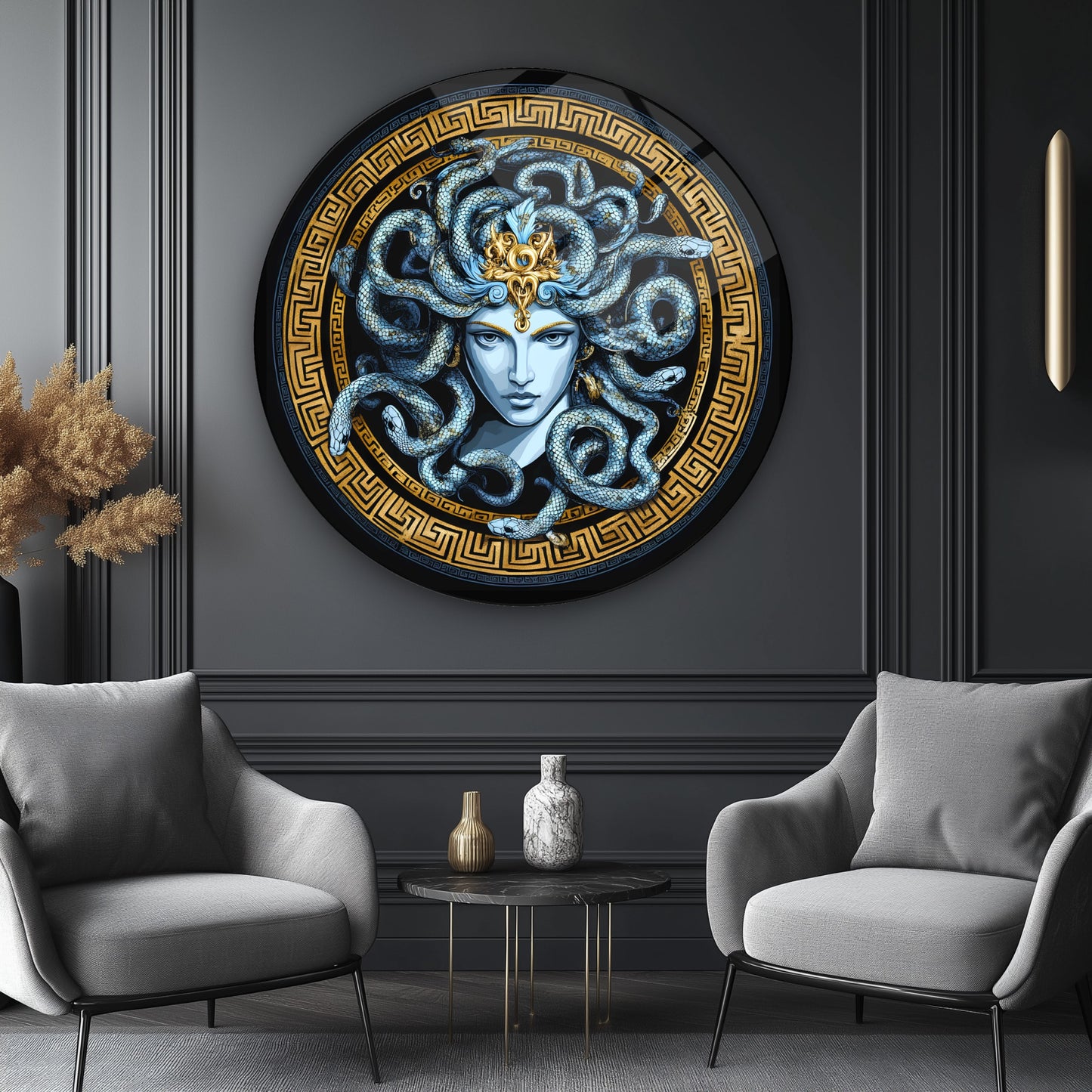 Medusa Yuvarlak Cam Tablo