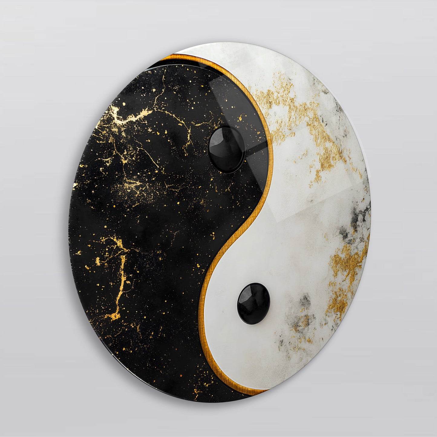 Ying Yang Yuvarlak Cam Tablo
