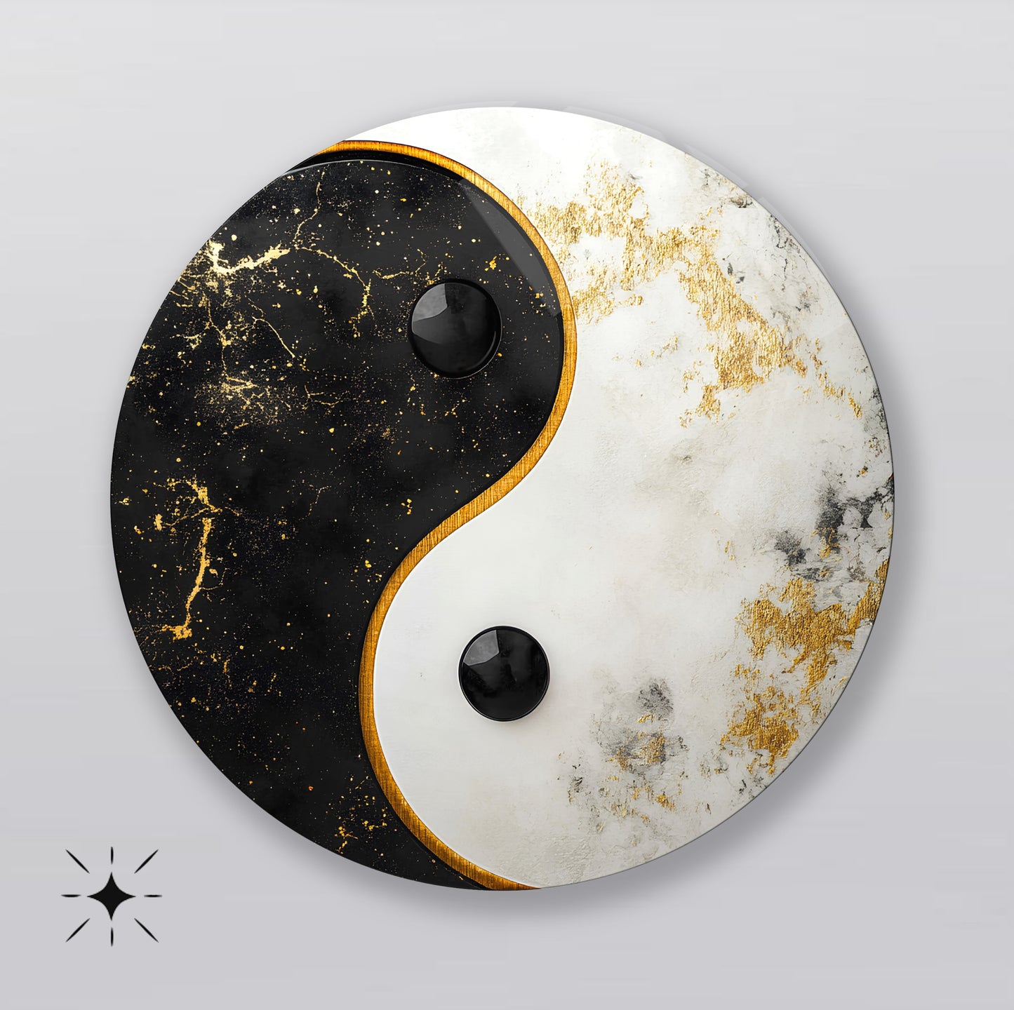Ying Yang Yuvarlak Cam Tablo