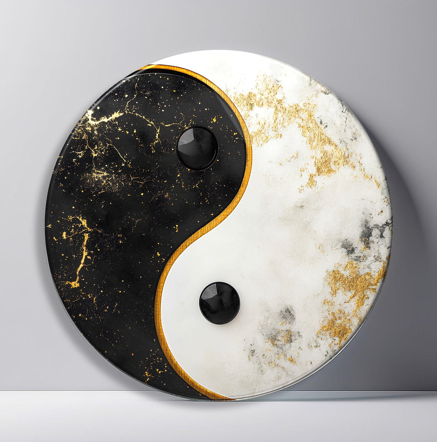 Ying Yang Yuvarlak Cam Tablo