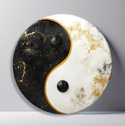 Ying Yang Yuvarlak Cam Tablo