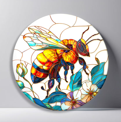 Vitray Arı Yuvarlak Cam Tablo