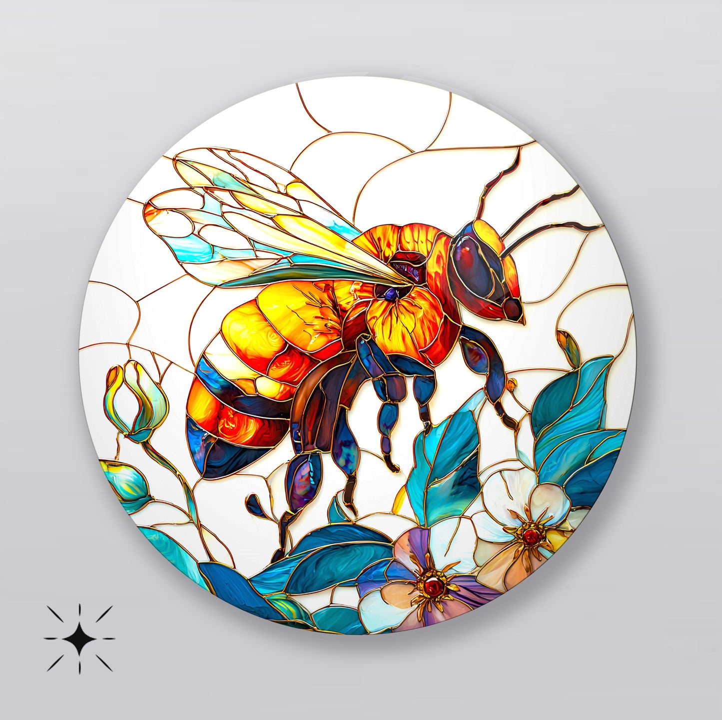 Vitray Arı Yuvarlak Cam Tablo