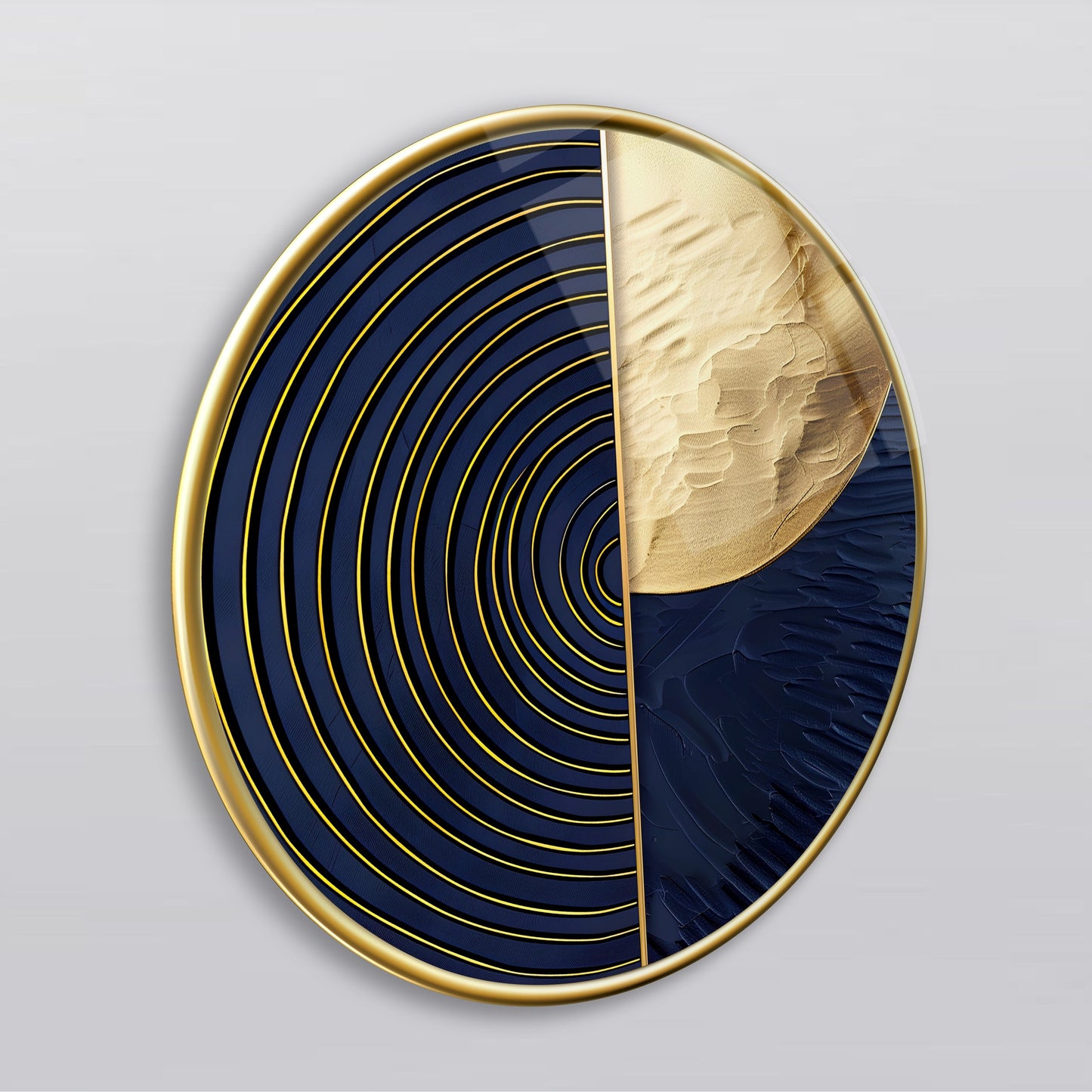 Soyut Gold Yuvarlak Cam Tablo