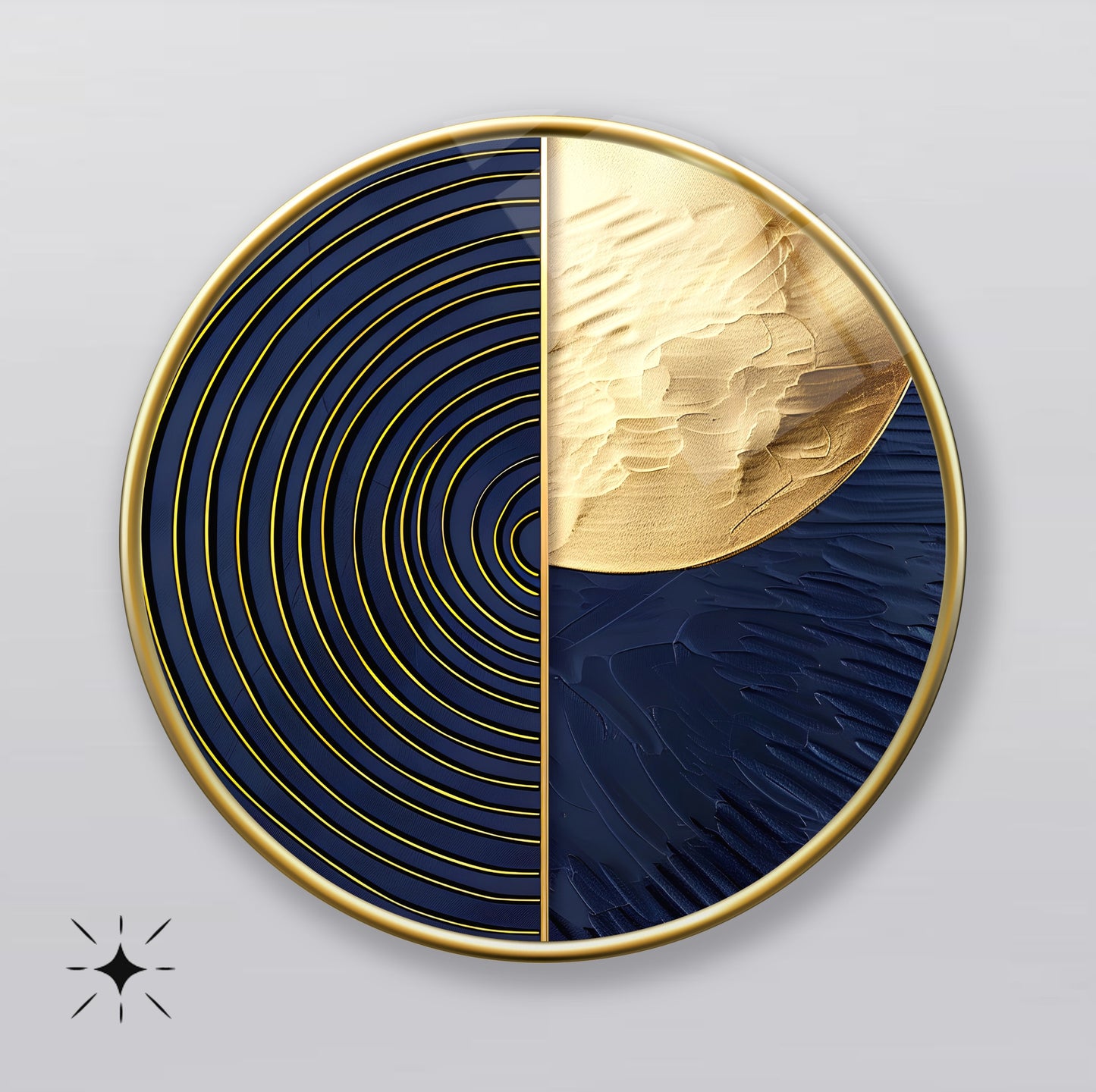 Soyut Gold Yuvarlak Cam Tablo