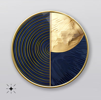 Soyut Gold Yuvarlak Cam Tablo