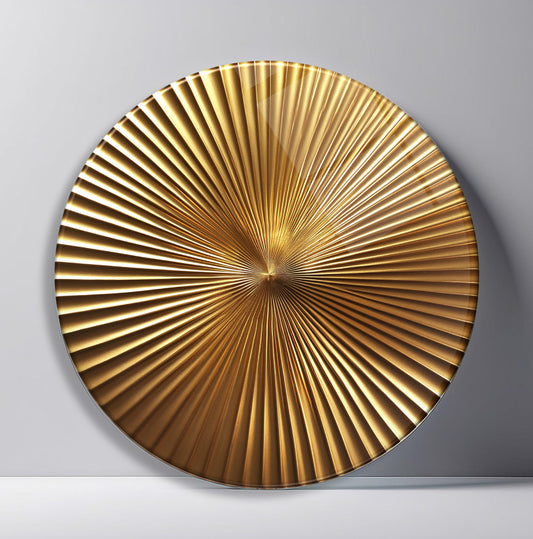Soyut Gold Yuvarlak Cam Tablo