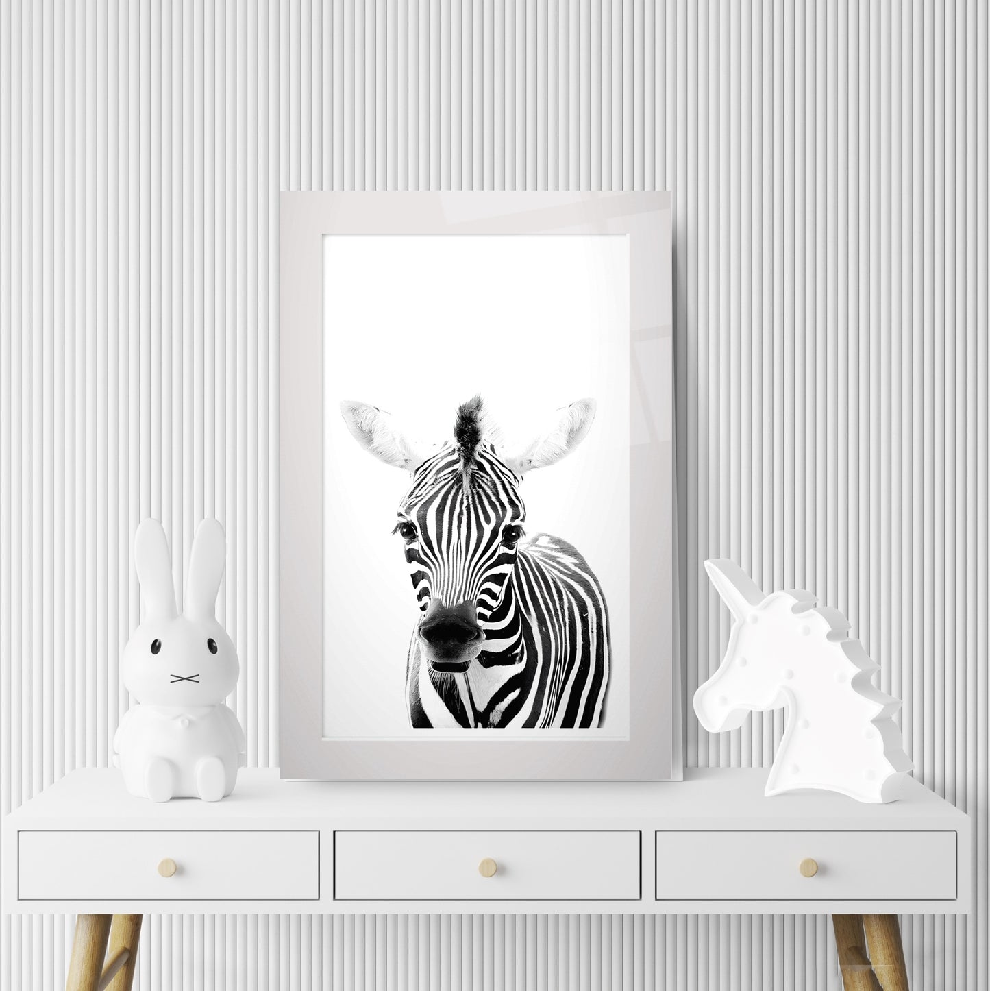 Yavru Zebra Çocuk Odası Cam Tablo