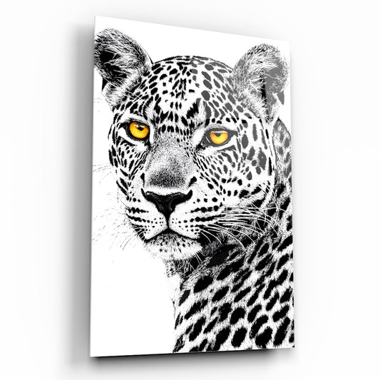 Renkli Gözlü Leopar Cam Tablo