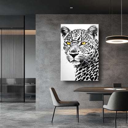 Renkli Gözlü Leopar Cam Tablo