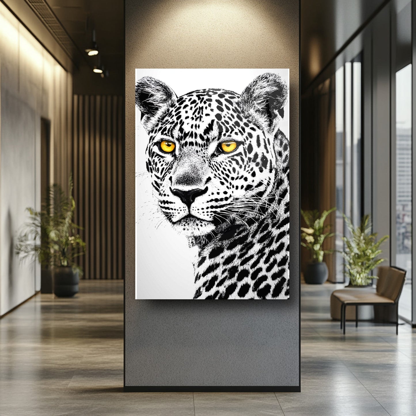 Renkli Gözlü Leopar Cam Tablo