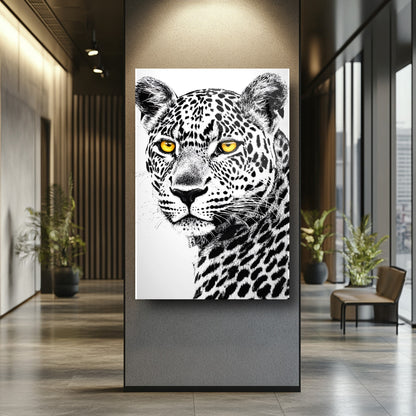 Renkli Gözlü Leopar Cam Tablo