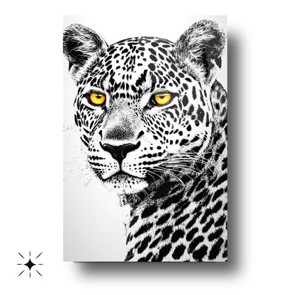 Renkli Gözlü Leopar Cam Tablo