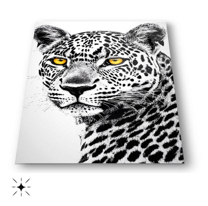 Renkli Gözlü Leopar Cam Tablo