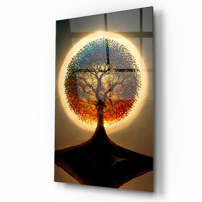 Gün Batımı Hayat Ağacı Cam Tablo