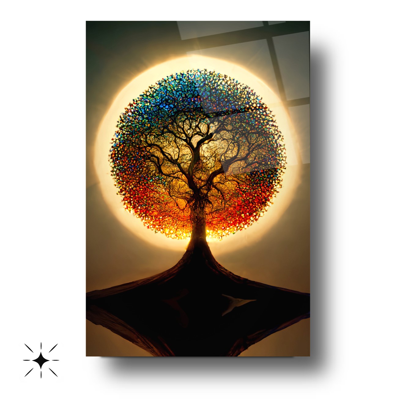 Gün Batımı Hayat Ağacı Cam Tablo