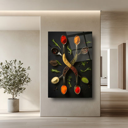 Renkli Baharatlar Cam Tablo