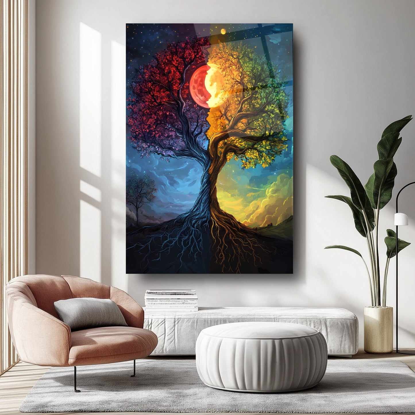 Renkli Hayat Ağacı Cam Tablo