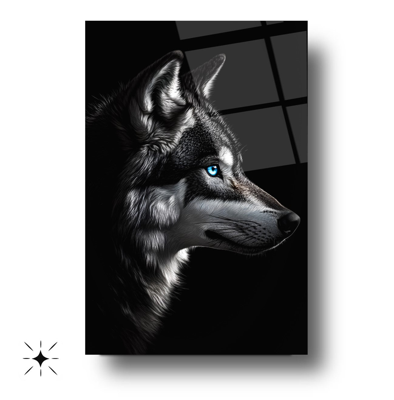 Mavi Gözlü Kurt Cam Tablo