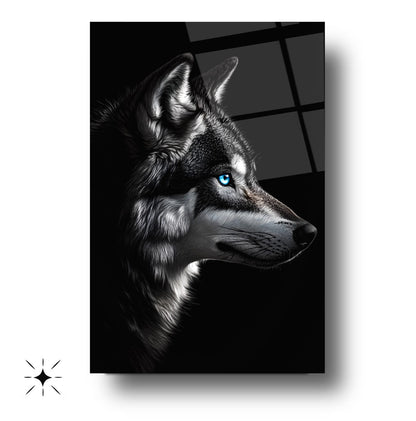 Mavi Gözlü Kurt Cam Tablo